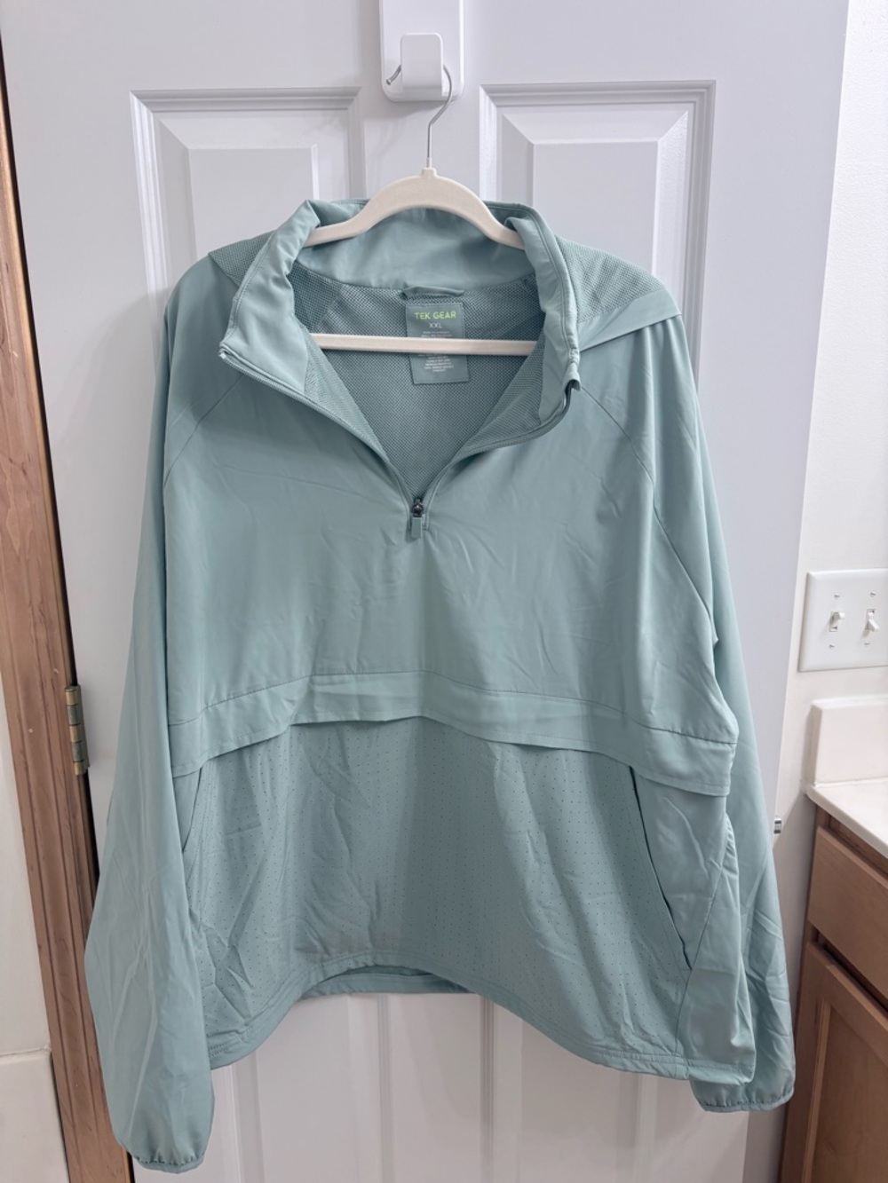 NWOT women's tek gear sage green quarter zip rain jacket w/ hood - xxl
